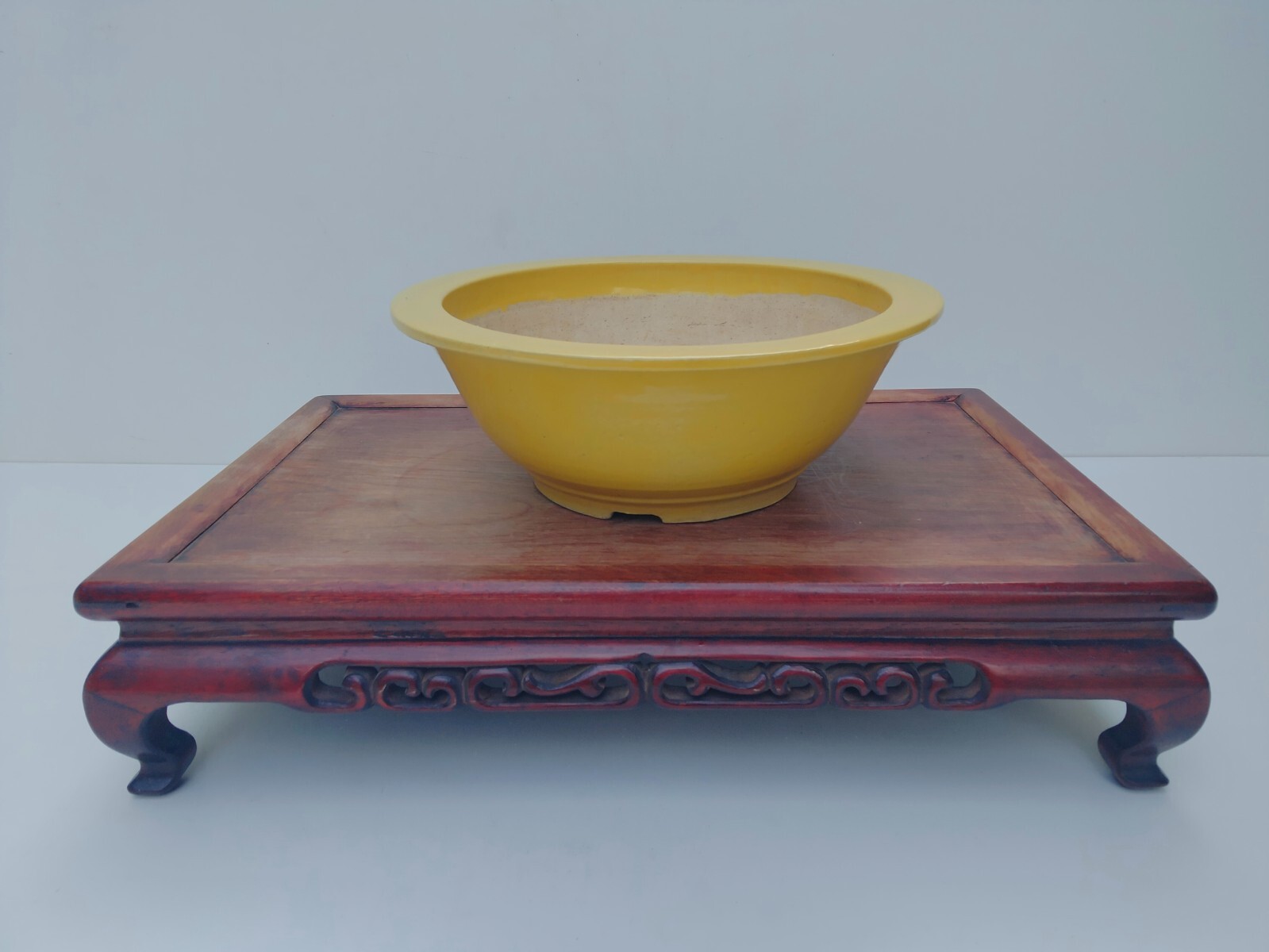 Tokoname Shosen Yamaaki Yellow Glazed Bonsai Pot 28cm 11 Inch