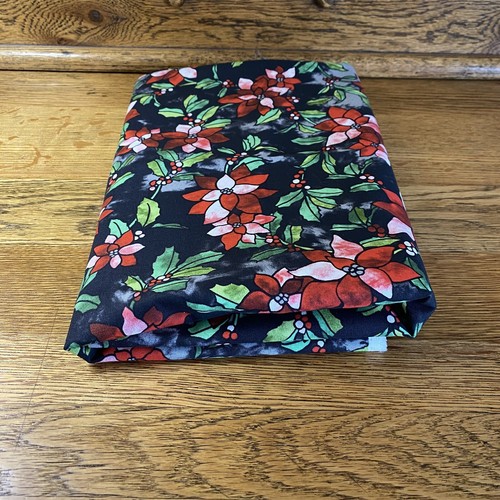 2 1/4 Yards Joann Poinsettia Cotton Quilting Fabric Red/Green Black Background - Picture 3 of 4