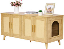 Boho Cat Litter Box Enclosure for 2 Cats,Litter Box Furniture Hidden with Double