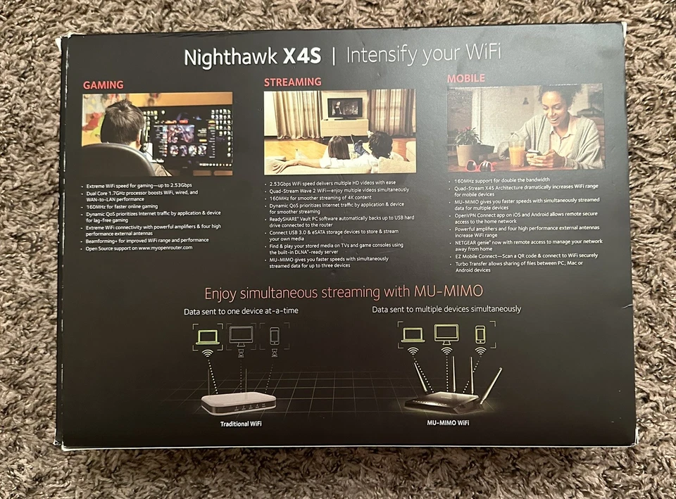NETGEAR Nighthawk X4S AC2600 Model R7800 Dual-Band WIFI Router Tested Working - Image 3 of 4