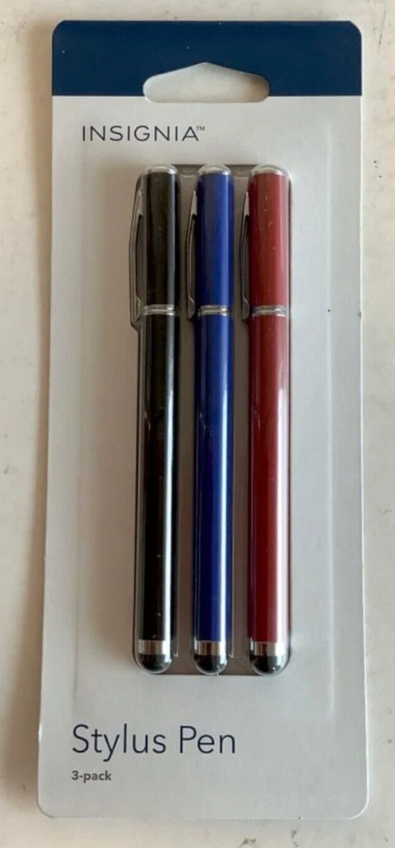 NEW Insignia NS MST32M Stylus Pen 3 Pack BLACK RED BLUE for Touch Screen Devices