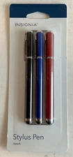 NEW Insignia NS-MST32M Stylus Pen 3-Pack BLACK RED BLUE for Touch Screen Devices