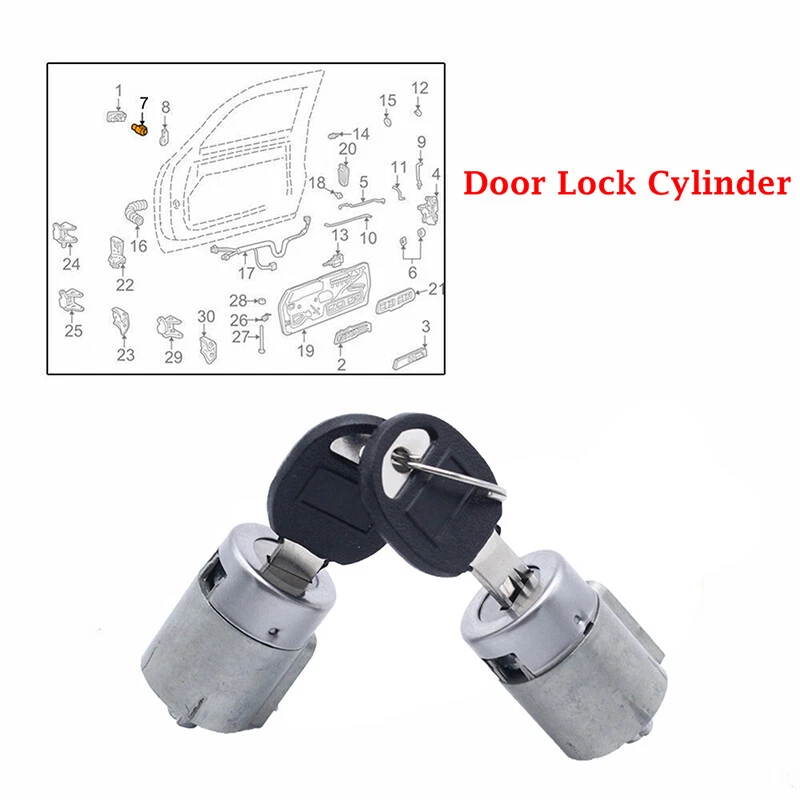 2Pcs Door Lock Cylinder With Key For Chevrolet K1500 Scottsdale 1988-1992 - Image 3 of 4