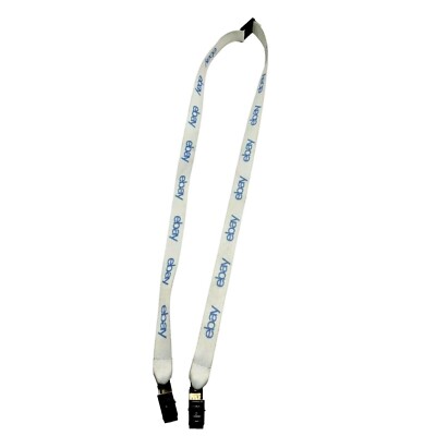 Ebay Lanyard ID Badge Neck Strap Holder White Blue double hook 