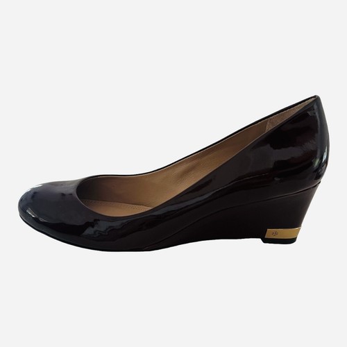 Tory Burch Patent Leather Astoria Wedges 9.5 Heels Shoes - Picture 6 of 18