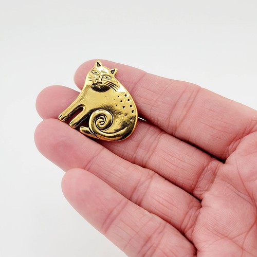 Vtg Pin Brooch LAUREL BURCH Cat Kitty Designer Fashion Jewelry Goldplated - Picture 4 of 8