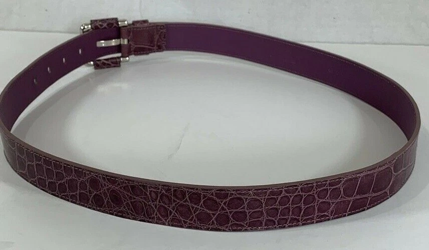 BALLY Purple Crocodile and Leather Unisex Belt Ecleo 95/38 - Image 4 of 4