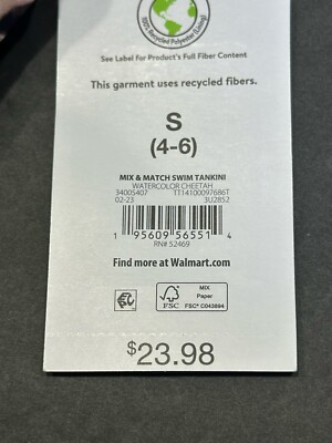 Time & Tru Leopard Print Underwire Tankini Swim Top Sz Small 4/6