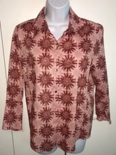 Banana Republic Sz Medium Starburst Floral Blouse 3/4 Sleeve Cotton Top EUC
