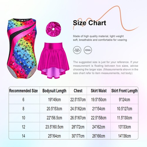 Girls Suit Workout Set Performance Outfit Skirt Competitions Bodysuit Uniform - Picture 23 of 25