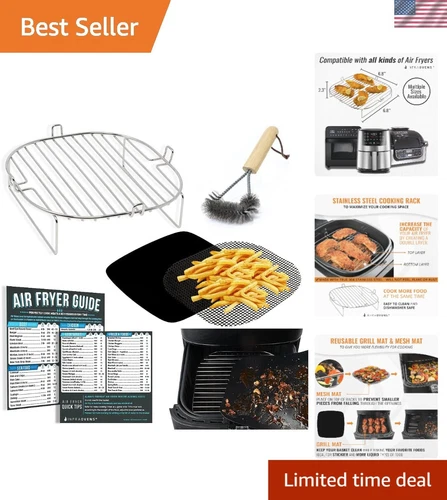 Durable Air Fryer Rack & Mats with Magnetic Cheat Sheets for Effortless Cooking