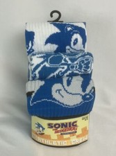 Sonic the Hedgehog Athletic Crew Socks 3 Pair Size 10-13 Blue White NWT