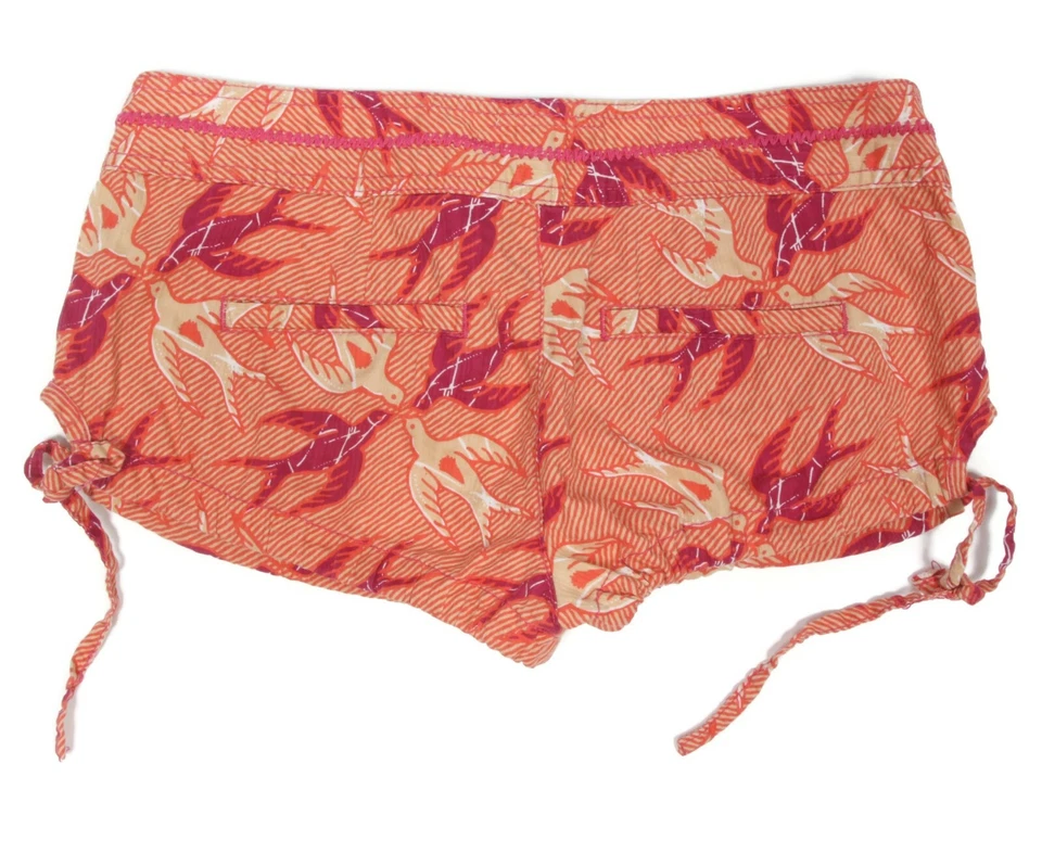 Mini Pantalones Cortos Free People Lindos Patrón Paloma Pájaro Rojo tiro bajo talla 0 - 539 Foto 3 de 4