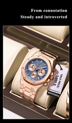 2025 POEDAGAR Mens,Quartz,Watch Royal Oak Fashion Waterproof Steel band Luminous - Picture 9 of 34