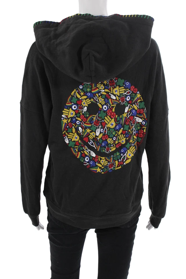 Pullover con Capucha Lauren Moshi Mujer Negro Manga Larga Estampado Gráfico Talla XS Foto 3 de 4