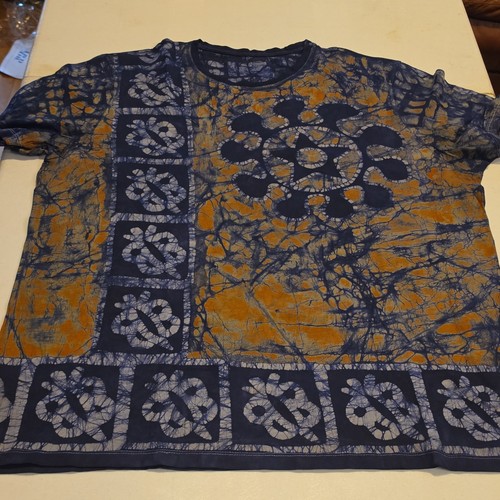 Handmade Cotton Batik Dashiki Top Unisex Short Sleeve Pullover, One Size