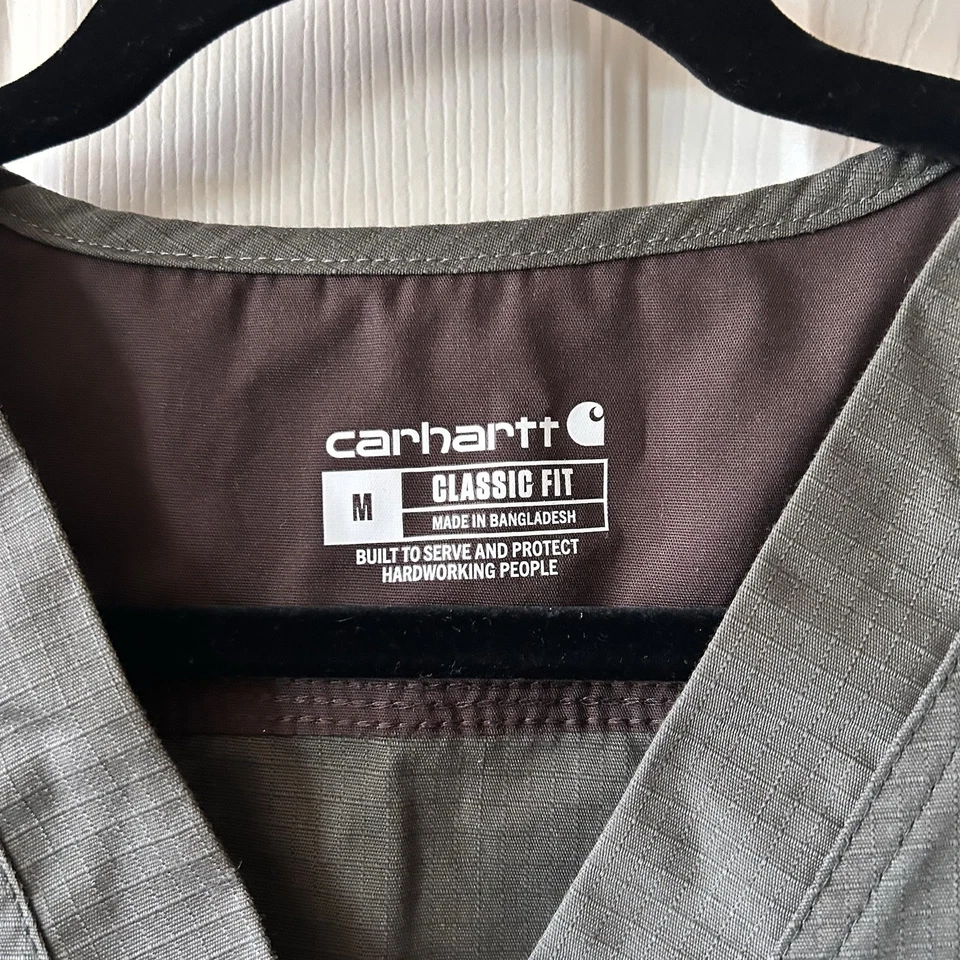 Carhartt Men’s Ripstop Scrub Tops Lot of 2 – Size Medium – Navy & Olive Green - Image 3 of 4