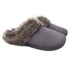 Womens Winter Warm Moccasins Suede Mules Slippers House Slip On Furry Fur Sho...