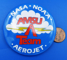 NASA BUTTON vtg Aerojet ROCKET Contractor / AMSU A Team / NOAA / 2.5"