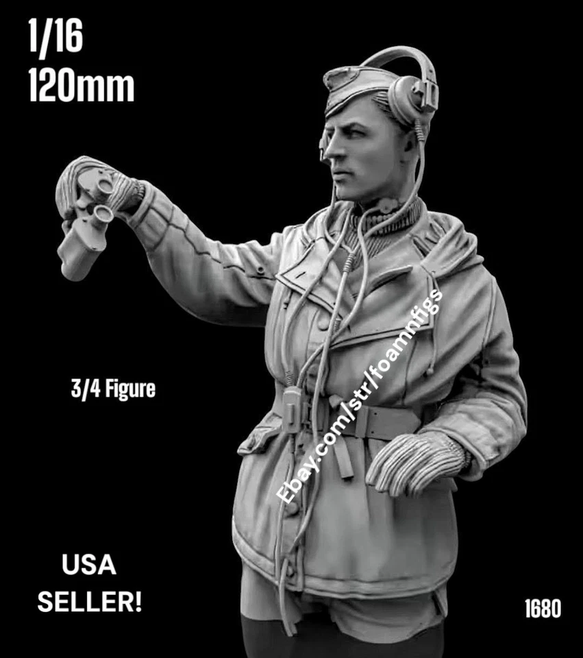 1/16 120mm Resin Figure German Panzer Tank Commander Winter Dress Model Kit 1680 - Image 2 of 3