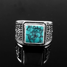 925 Sterling Silver Turquoise Gemstone Jewelry Ring All size US 