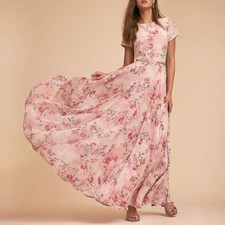 BHLDN Yumi Kim Cherish Dress Size Small Pink Floral Maxi Gown Bridesmaid Wedding