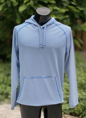 Rhone Seersucker Rec Hoodie Blue White Stripe Men s Size M