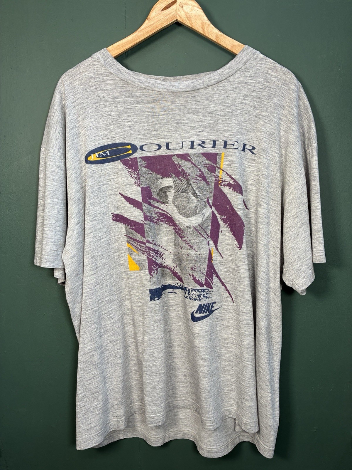 Vintage 90s Nike Tennis T-shirt Jim Courier Grey XL