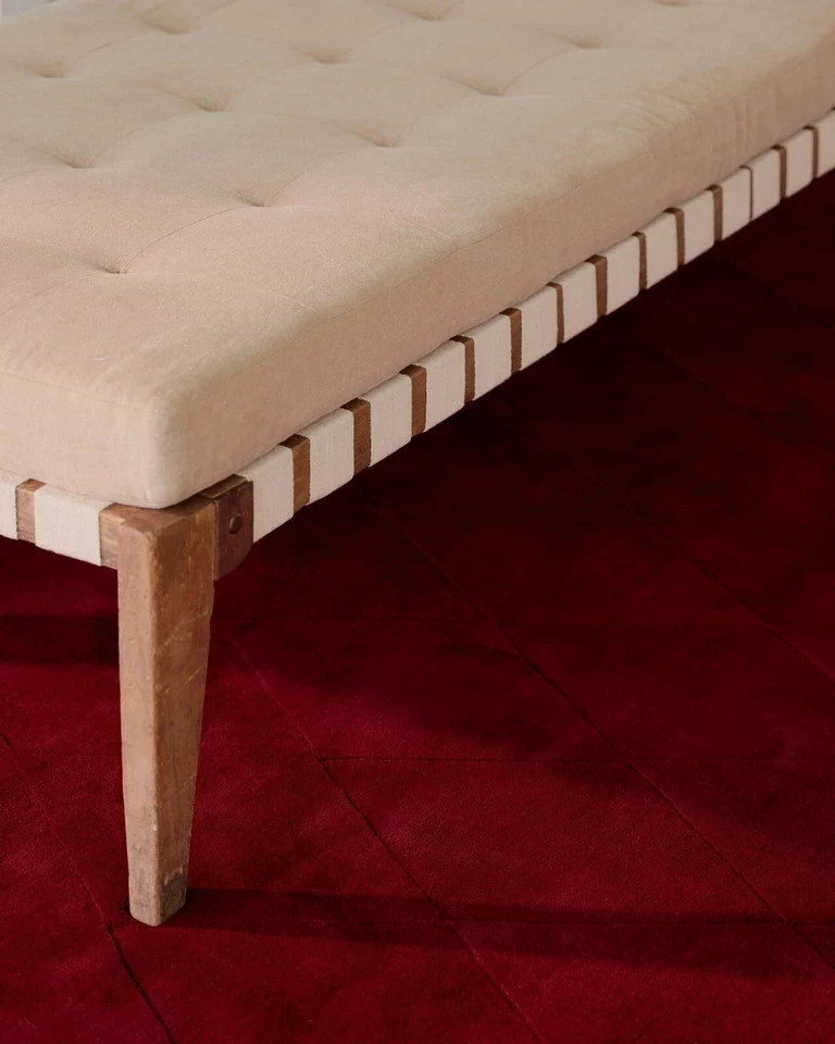 Rug Hand Tufted Diamond Rug Deep Red NK Woolen Rug For Bedroom, Living Room Rug - Image 3 of 4