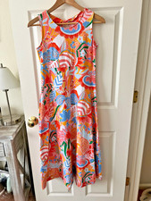 Talbots Petite Floral Midi Dress Sleeveless Stretch Fit & Flare Colorful P