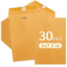 30 Pcs 5 x 7.5Inch Manilla Envelopes,Kraft Envelopes with Clasp Closure and G...