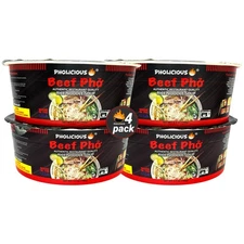 Instant Beef Pho, Authentic Vietnamese Rice Noodle Soup Kit with Spices & Bro...