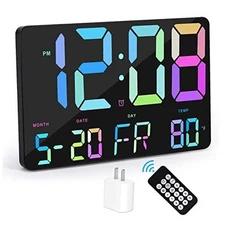  Digital Alarm Clock with Snooze, Temperature, Auto Dimming, Black-a Rainbow