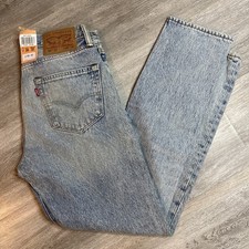 Ladies Levi's 501 BNWT W28 L32 Straight Leg Light Blue Mid Waist Denim Jeans