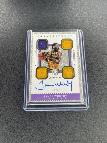 James Worthy Auto Jersey Patch /49 Lakers HOF 2017 Cornerstones Worn Quad Patch