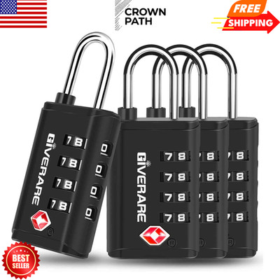 4 Pack TSA Approved Travel Luggage Locks 4-Digit, Open Alert Suitcase Combinatio