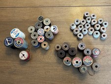 lot of 47 vintage Wooden Spools Assorted Sizes Shapes Condition some with thread