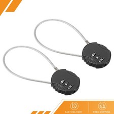 2 x Small Combination Lock 7.8 Inch 3 Digit Padlock for Gym Locker Black