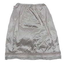 Vintage Lorraine Half Slip Lace Trim Beige Blush Nylon Length 26  Womens Size L