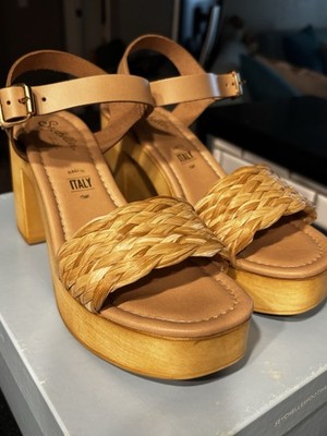 Brand New Seychelles 7.5 Raffia & Wood Platform Heel. Made In Italy.