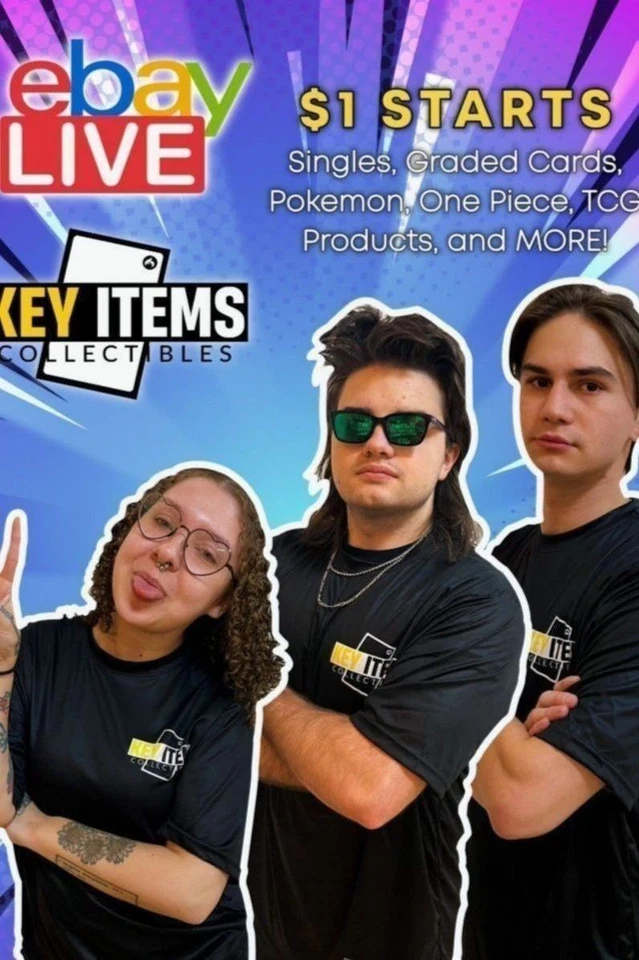 Key Items Collectibles Pokémon $1 Start Singles, Slabs, and Packs
