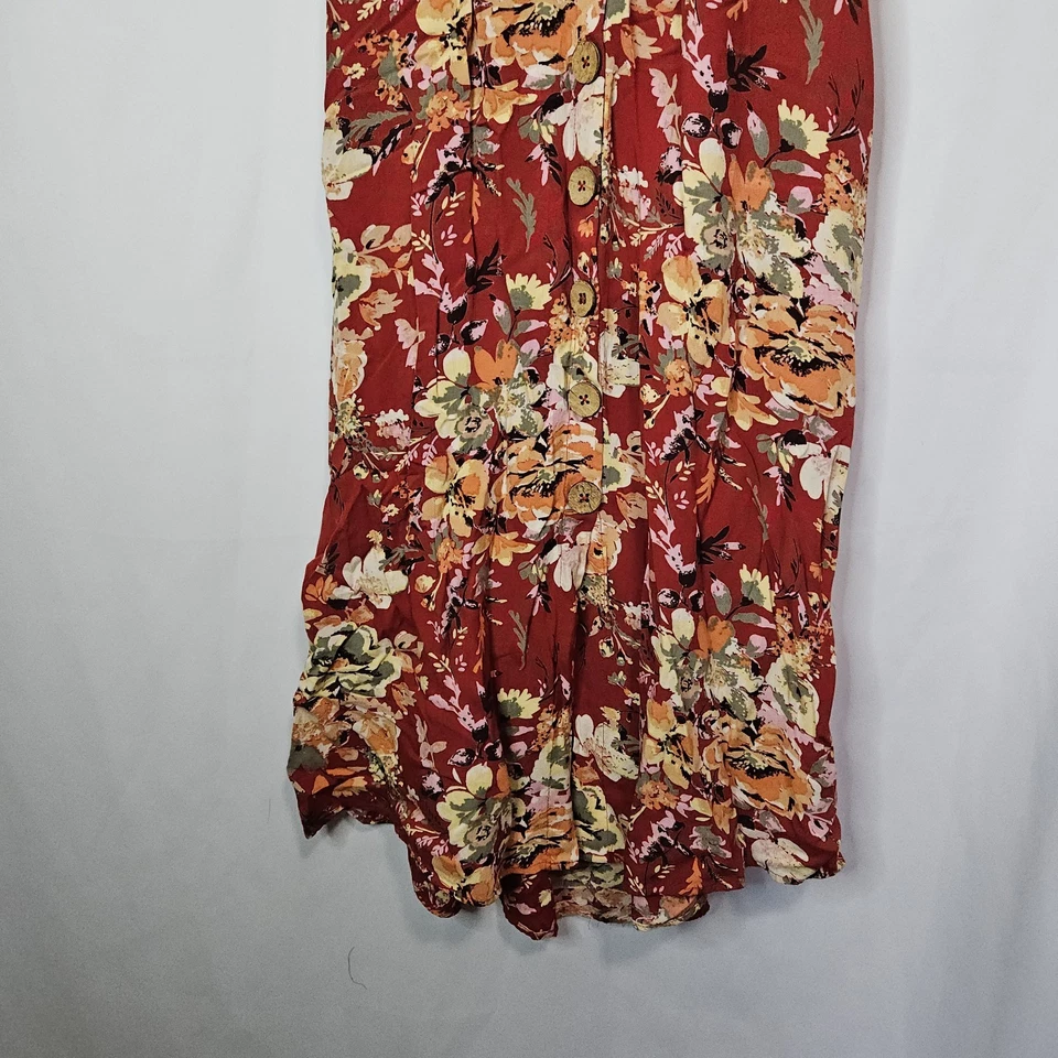 Angie Floral Button Front Maxi Dress M Boho Prairie Cottagecore Festival  - Image 3 of 4
