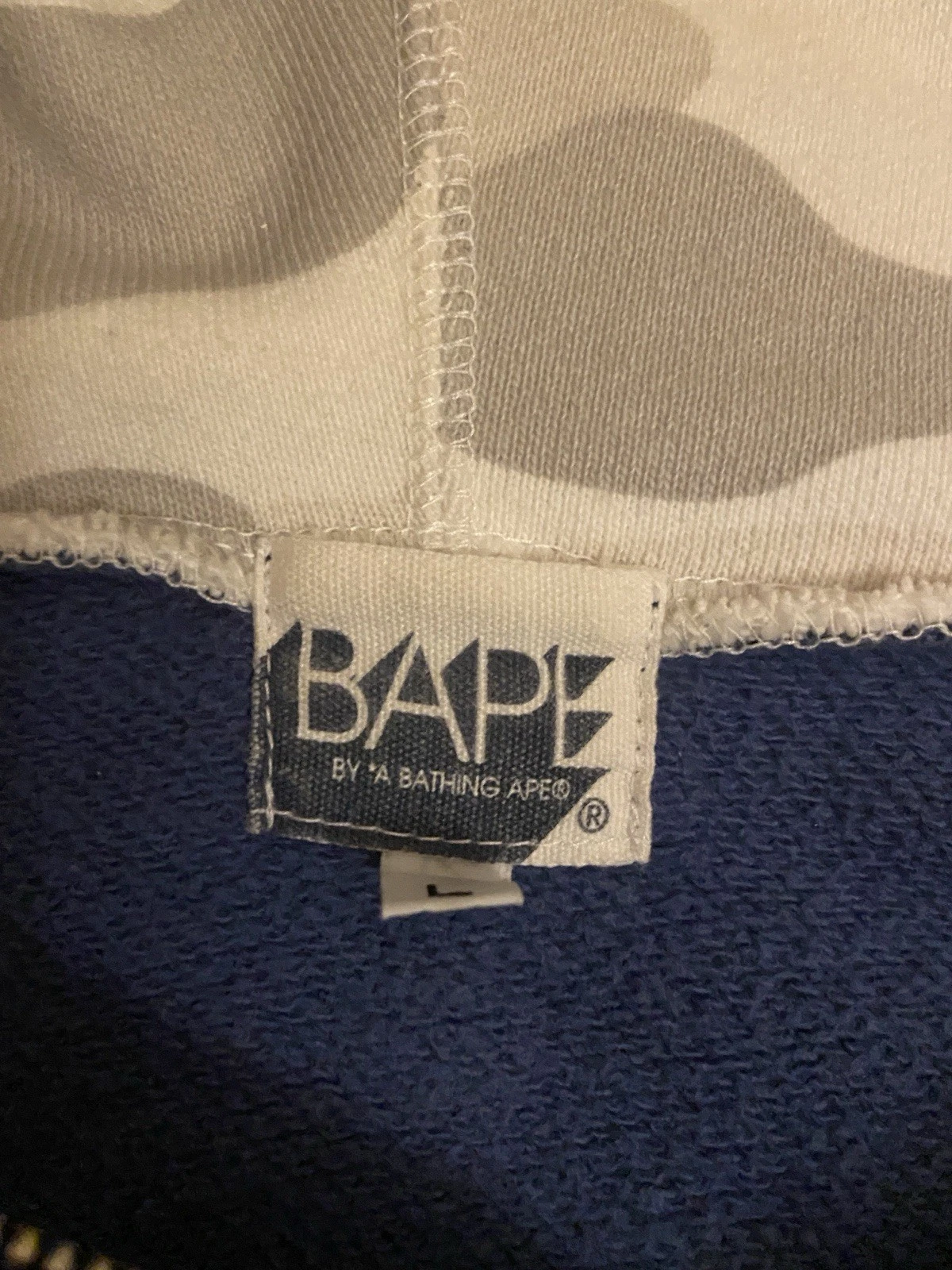 A BATHING APE (BAPE) FELPA CON CAPPUCCIO VINTAGE BAPE CAMO FULL ZIP MULTICOLORE TAGLIA L BLU BIANCO NERO GRIGIO ROSA