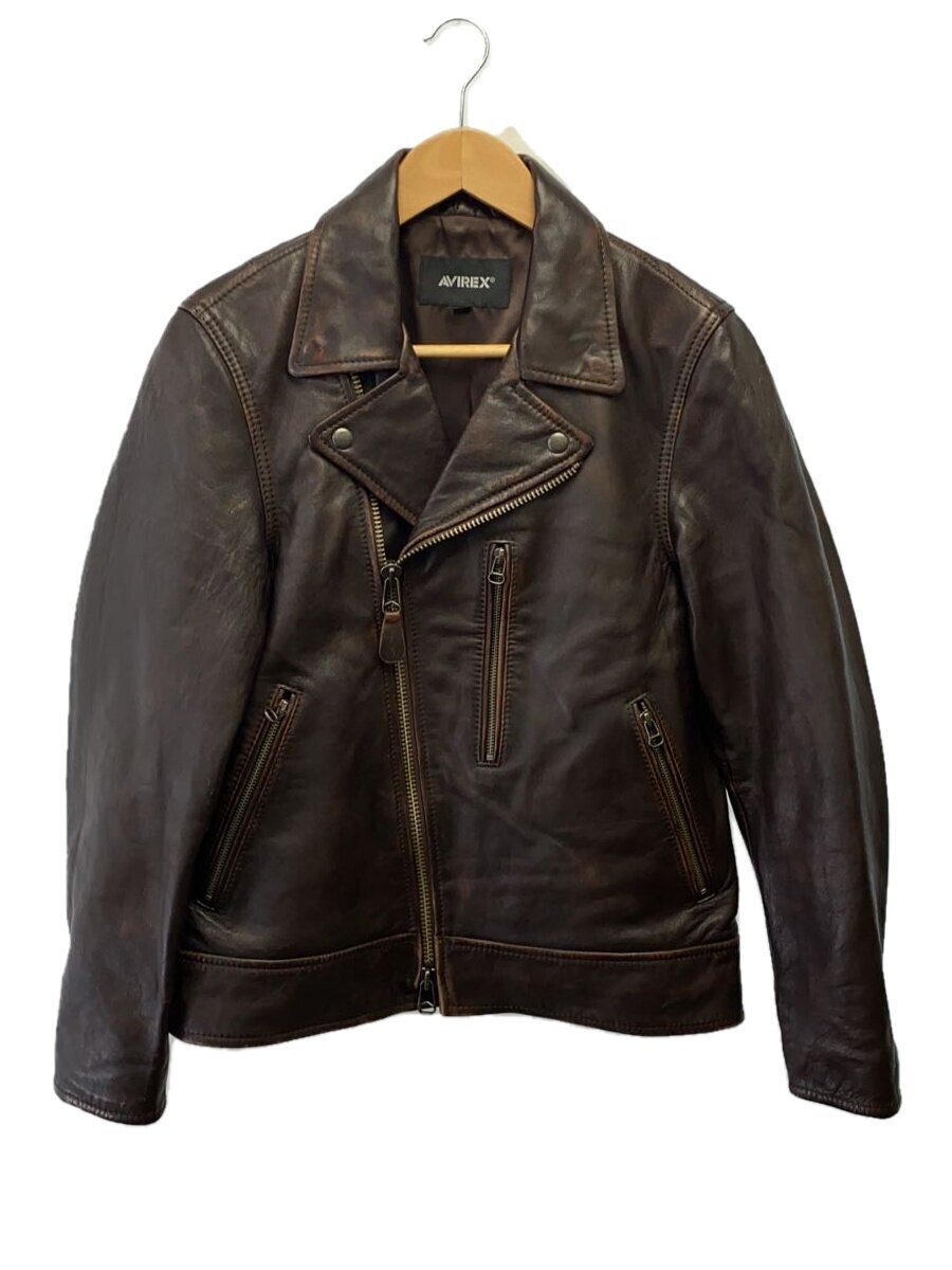 Avirex Leather Jacket/Double Riders Jacket/M/Sheep Leather/Brw/Plain/783-2250011
