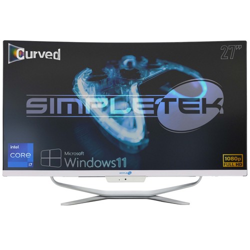 Simpletek All-in-One PC 27 Zoll Curved – Intel Core I7, 16 GB RAM, 480 GB SSD, Windows 11 Pro Inkl. Webcam & Kabelloser Tastatur