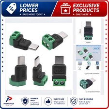 5PCS USB Type-C to 2-Pin Screw Terminal Adapter Green No-Solder Connector