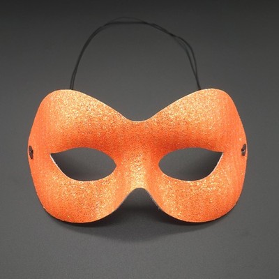 ORANGE GLITTER MASKE Karneval Fasching Theater Maskenball Augenmaske Kostüm Fest