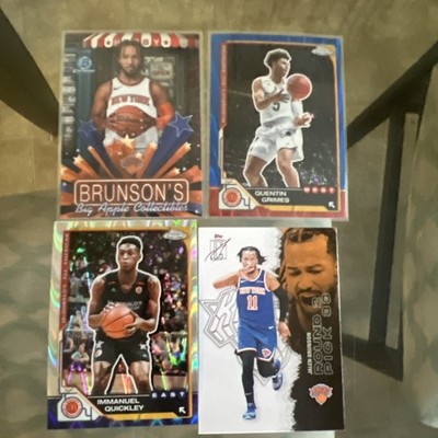 New York Knicks lot. Jalen Brusnon. KAT. Mikal Bridges. Base, Inserts