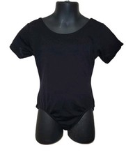 Jacques Moret Girls Size 6/6X Black Short Sleeve Dance Ballet Leotard Balletcore