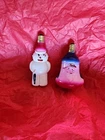 Vintage Milk Glass Snowman And Santa Face Christmas Light Bulbs UNTESTED